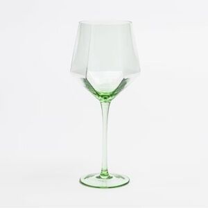 Over & Back Facet Coupe Glass in Lime Green
